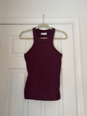 Outdoor Voices Ribbed Tank Top in Burgundy